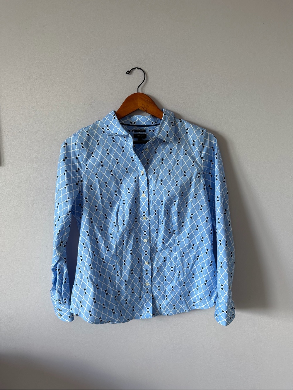 Talbots Sky Blue Geometric Button-Down Shirt
